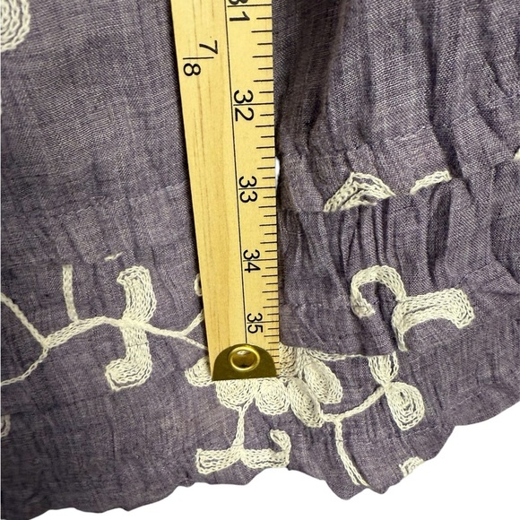 Linen blend lined embroidered dress lavender size M preowned - Picture 6 of 10